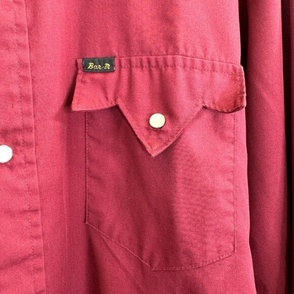 Vintage Bar M Rancher Shirt Mens Size Large Red Western Pearl Snap Rockabilly - Picture 2 of 5